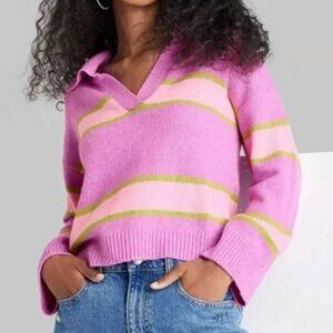 Wild Fable V-Neck Sweater in Purple, Pink, and Green